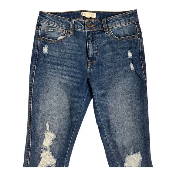 Harper Heritage Women's Jeans Size 27 Blue Mid Rise Skinny Distressed Raw Hem - Picture 2 of 6